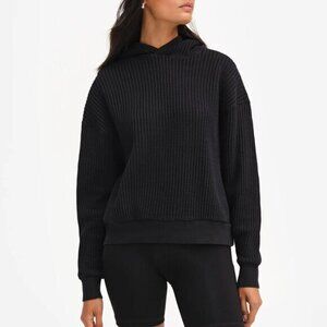 MATE the Label Organic Waffle Relaxed Hoodie In Jet Black
